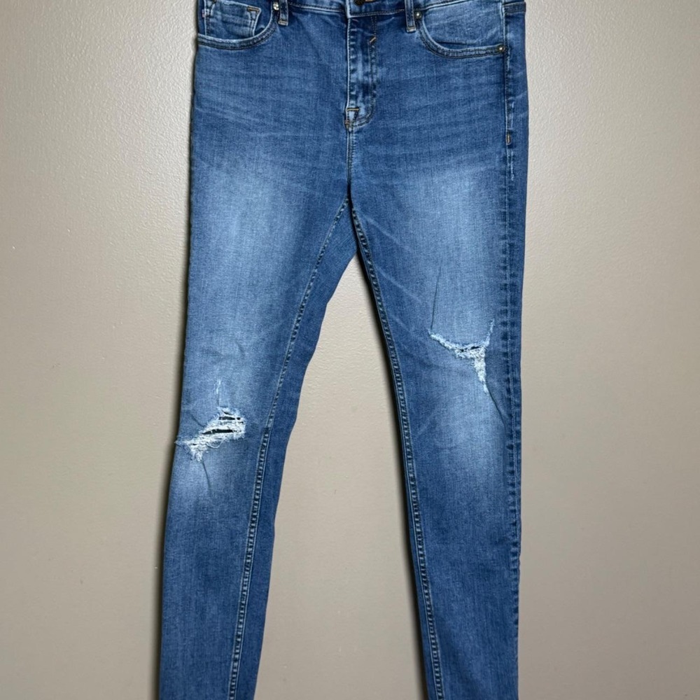 Vigoss Marley Skinny Jeans Womens 28 Distressed Raw Hem Blue Denim